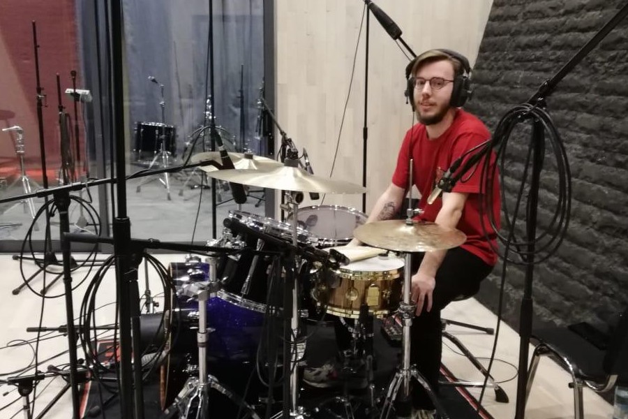 Запись барабанной партии во Второй музыкальной студии «Мосфильма» 